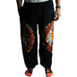 Japanese Style Lounge Pants - Black Chocolate & Orange - M