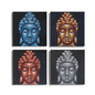 Set of 4 Buddha Heads Sand Detail 40x40cm