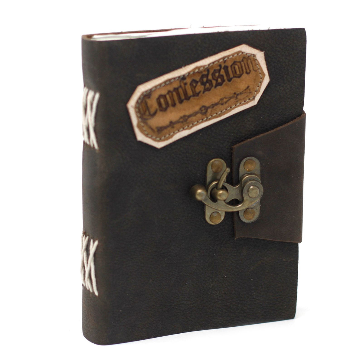 Leather Black Confessions with Lock Notebook (18x13cm)