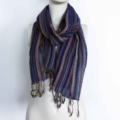 Indian Boho Scarves - 22x72in - Random Colours With Gold Thread
