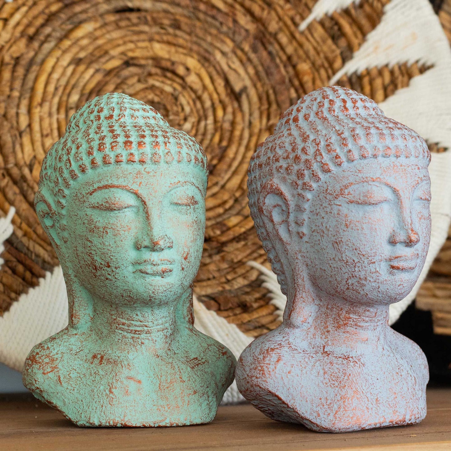 Tranquillity Buddha Head  - Blue Copper