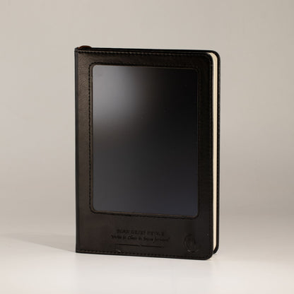 A5 Intention Note Book - LCD Wipe Screen - Black Leather Effect - 160 Pages