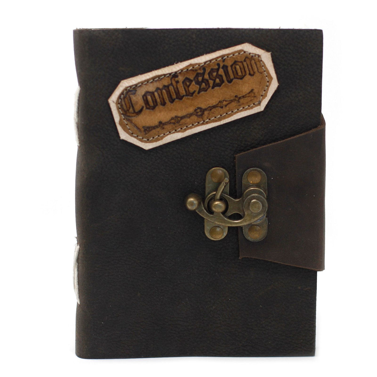 Leather Black Confessions with Lock Notebook (18x13cm)