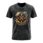 Nomad Sari Stonewashed Cotton T-Shirt - Compass of Life - Charcoal - Small