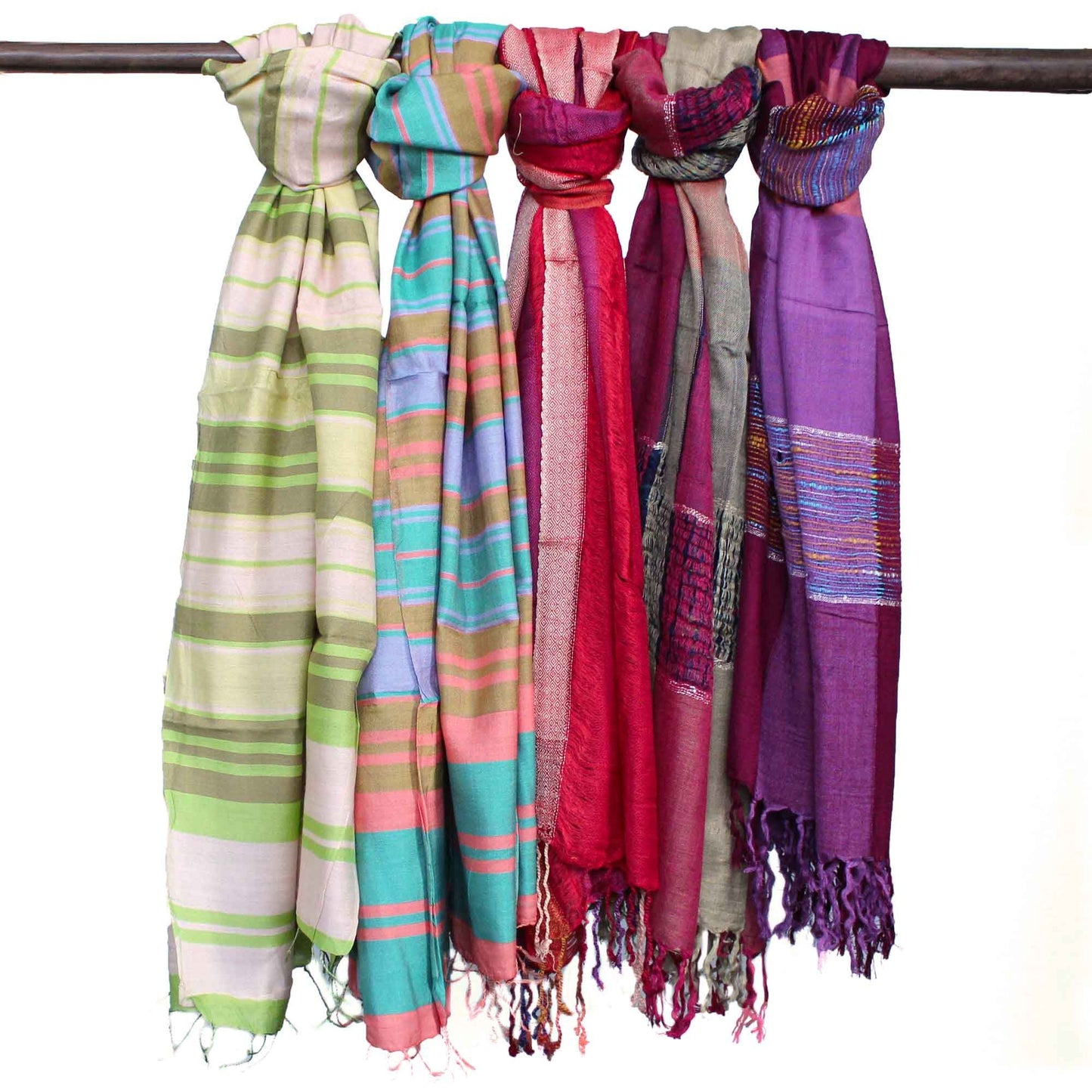 Lrg Indian Boho Scarves - 28x72in - Random Purples