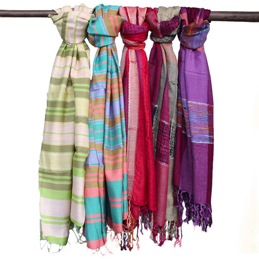Lrg Indian Boho Scarves - 28x72in - Random Purples