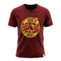 Nomad Sari Stonewashed Cotton T-Shirt - Dragon Mandala - Maroon - Medium