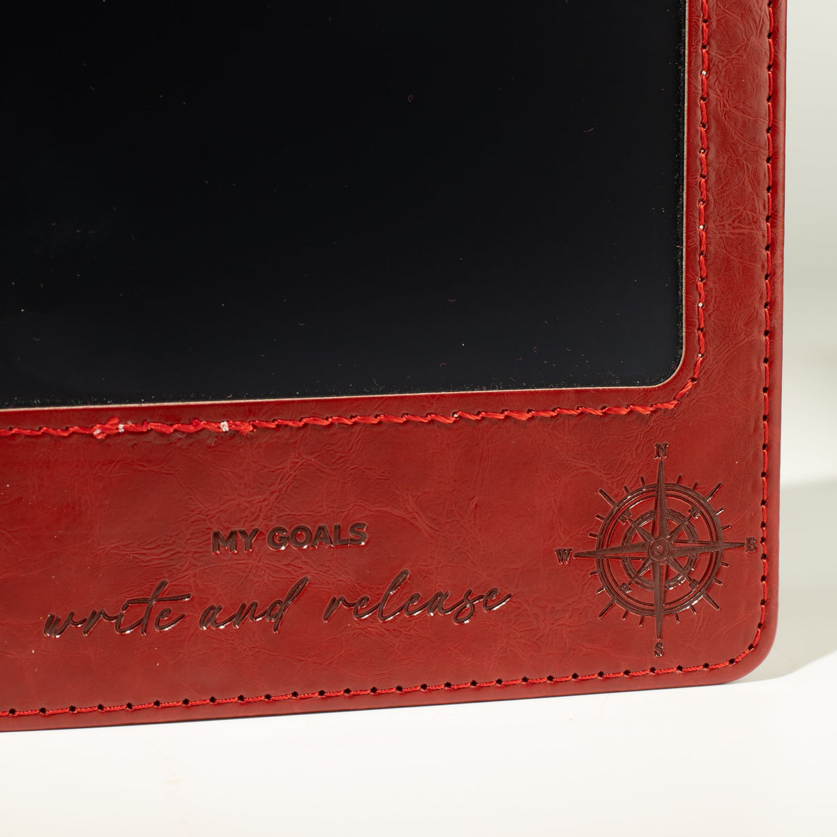 A5 Intention Note Book - LCD Wipe Screen - Red Leather Effect - 160 Pages