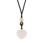 Cord Necklace Gemstone Pendant - Rose Quartz Heart