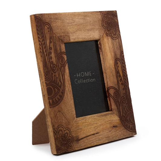 Medium Mango Wood Picture Frame (for 10x15cm) 26x20x2cm - Hamsa - White