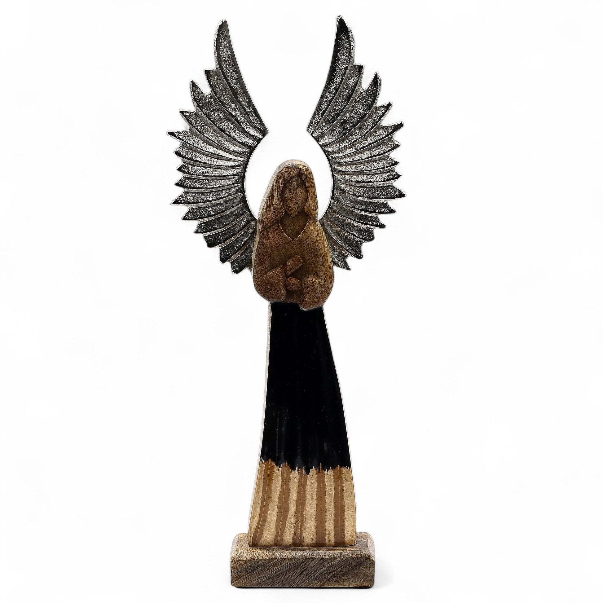 Decorative angel figurine with outstretched wings on a white background