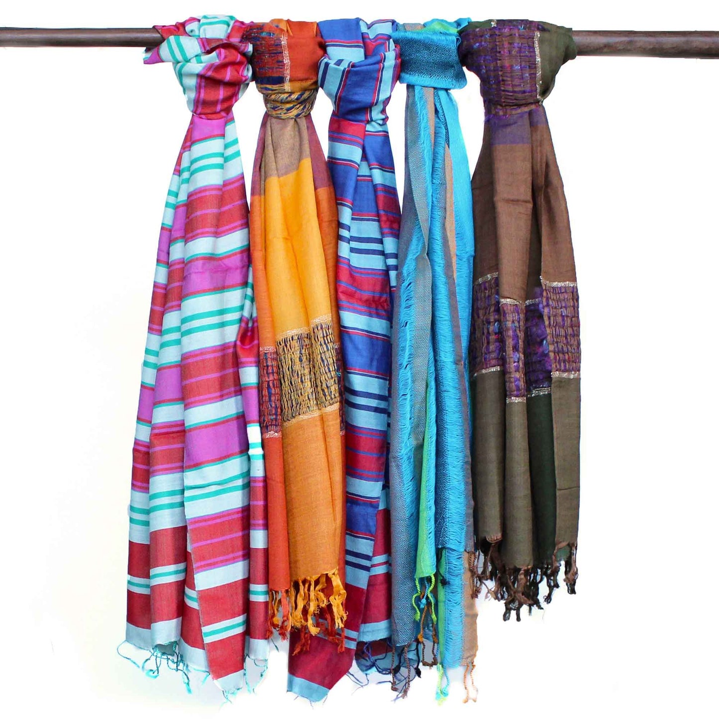 Lrg Indian Boho Scarves - 28x72in - Random Blues