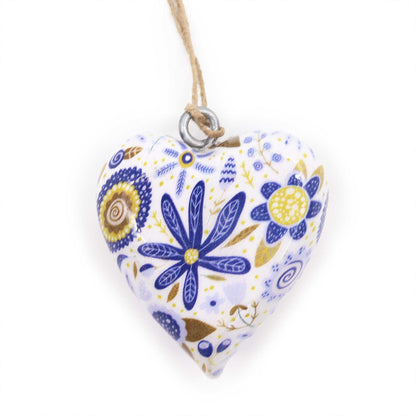 Large Decor Wood Heart - Blue Floral