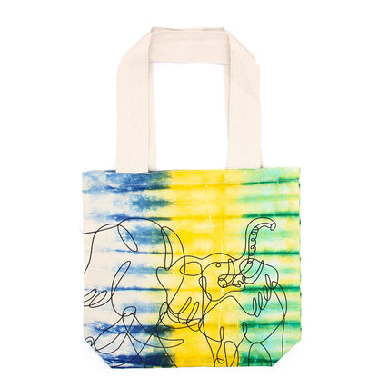 Tie-Dye Cotton Bag (6oz) - 38x42x12cm - Elephants - Multi - Natural Handle