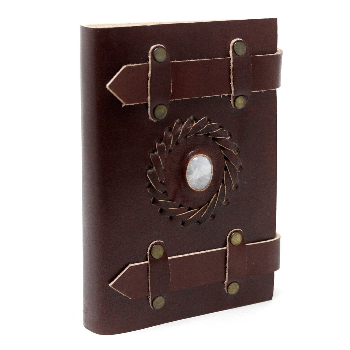 Leather Moonstone with Belts Notebook (15x10cm)