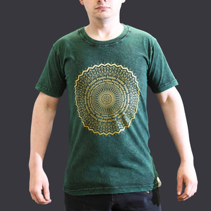 Nomad Sari Stonewashed Cotton T-Shirt – Mandala – Green – Small
