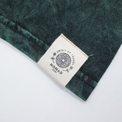 Nomad Sari Stonewashed Cotton T-Shirt - Tree of Life - Green - Small