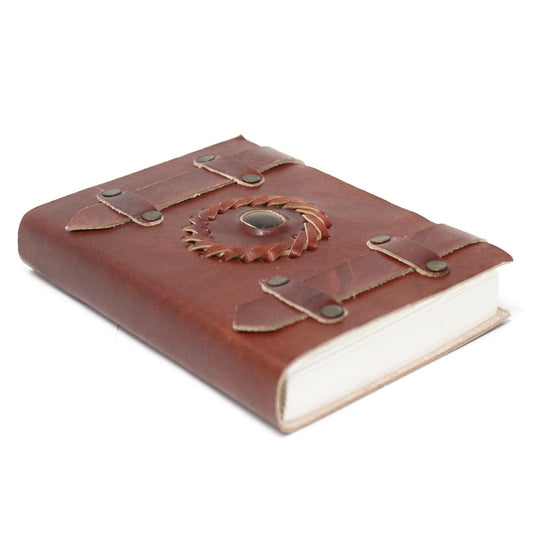 Leather Tiger Eye with Belts Notebook (15x10cm)