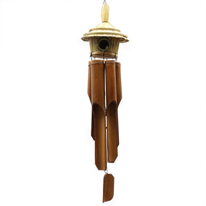 Large Round Seagrass Bird Box with Chimes 56x20cm