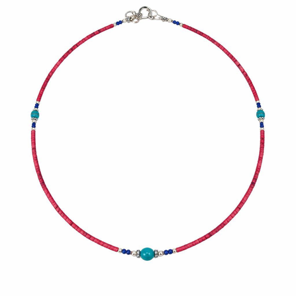 Nepalese Extra Fine Gem Necklace - Pink Coral & Turquoise Beads