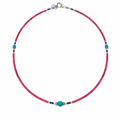 Nepalese Extra Fine Gem Necklace - Pink Coral & Turquoise Beads