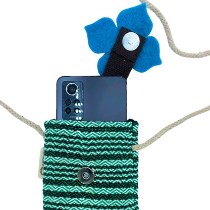 Phone Holder Bag Stripes Green - Flower Decor