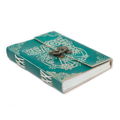Leather Green Peace with Lock Notebook (18x13cm)
