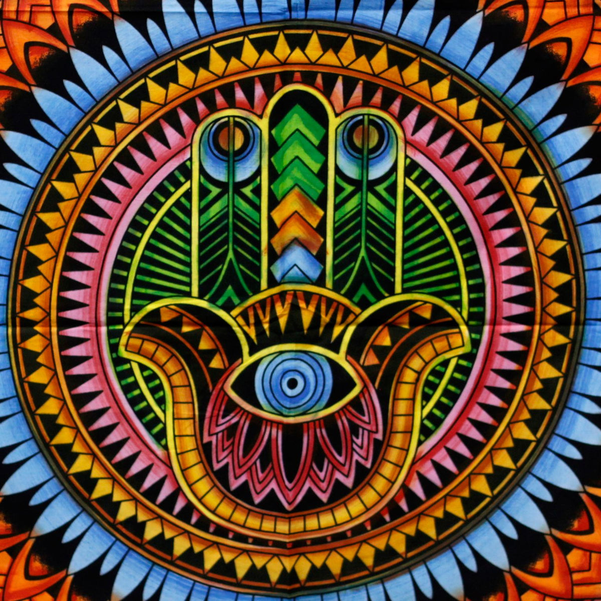 Hand-brushed Cotton Wall Art - Hamsa