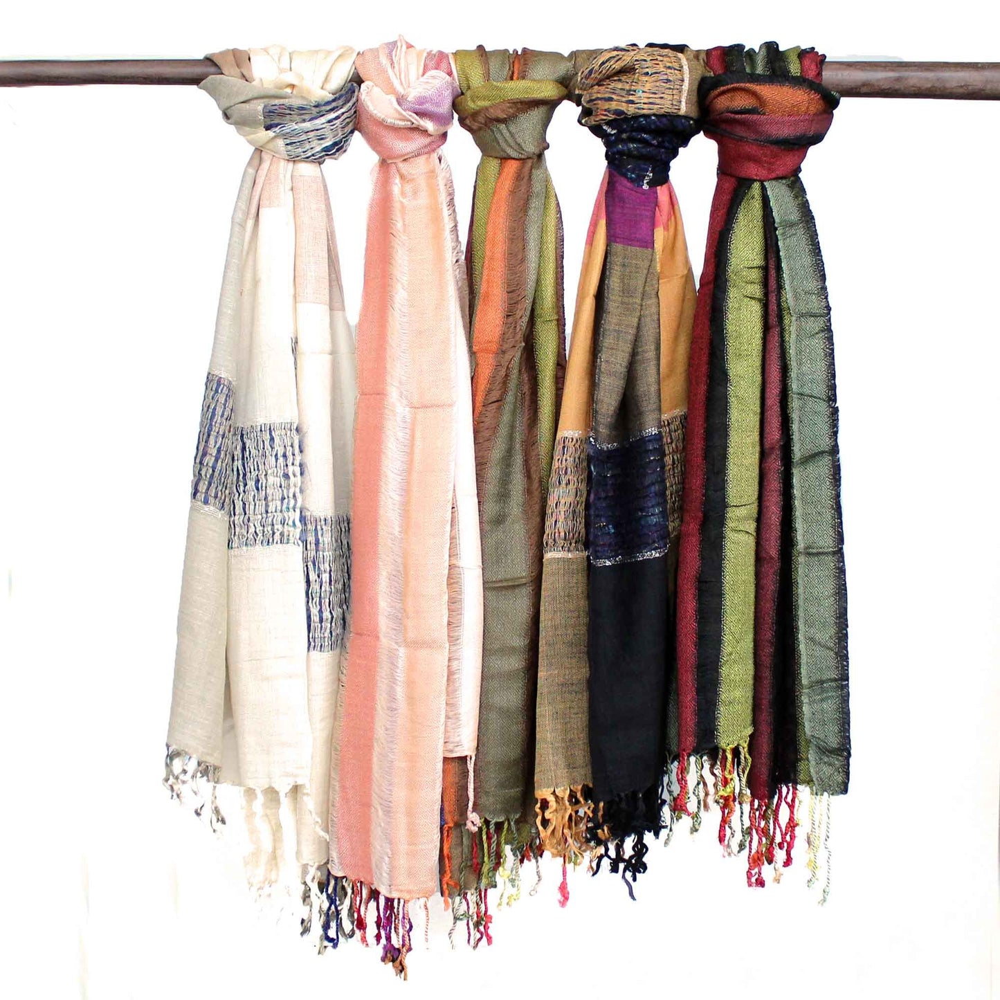 Lrg Indian Boho Scarves - 28x72in - Random Greens