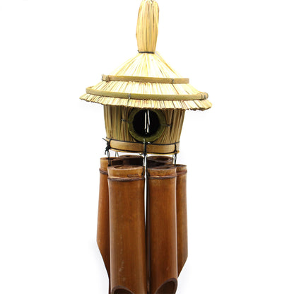 Large Round Seagrass Bird Box with Chimes 56x20cm