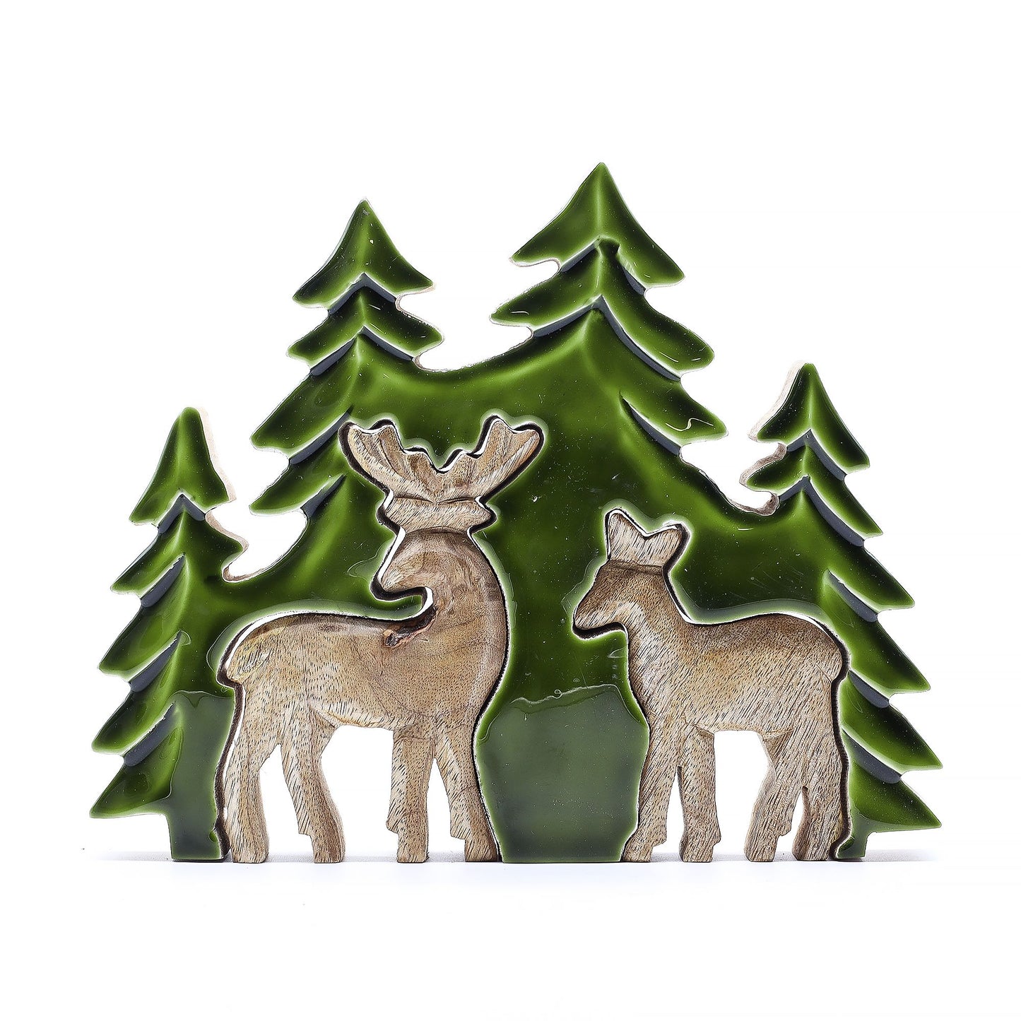 Lost in the Forrest - Two Dear in the Forrest 3D Wooden Decoration - 18x23cm