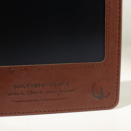 A5 Intention Note Book - LCD Wipe Screen - Brown Leather Effect - 160 Pages