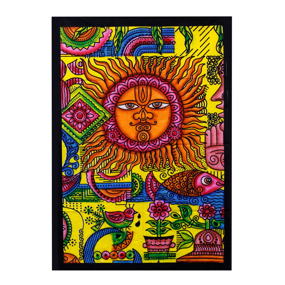 Hand-brushed Cotton Wall Art - Sun