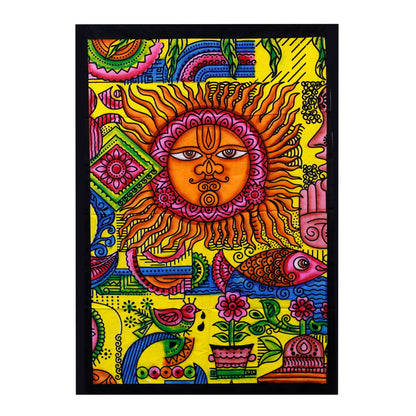 Hand-brushed Cotton Wall Art - Sun