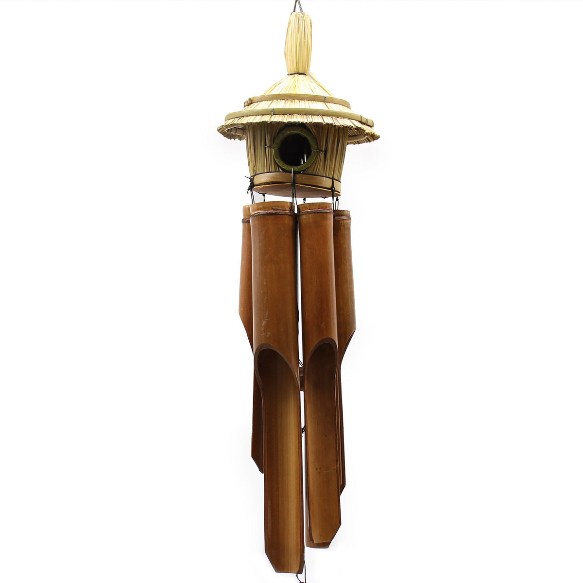 Large Round Seagrass Bird Box with Chimes 56x20cm