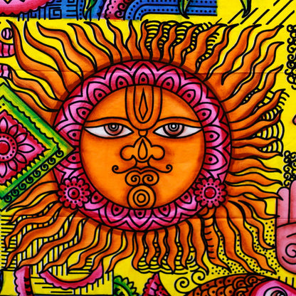 Hand-brushed Cotton Wall Art - Sun