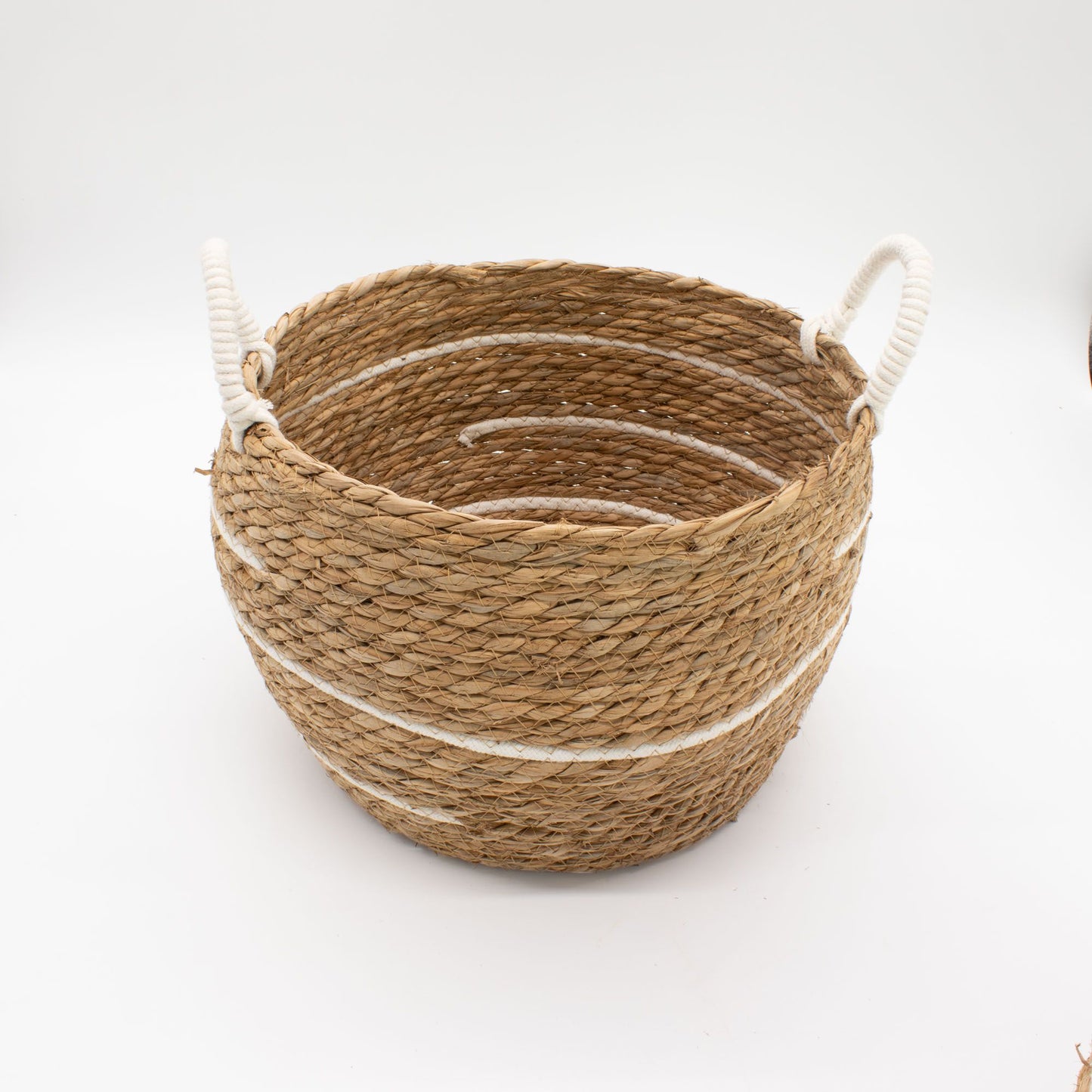 Cotton & Seagrass Large Baskets – Natural Stripes – Set of 3