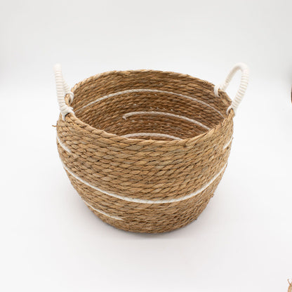 Cotton & Seagrass Large Baskets – Natural Stripes – Set of 3