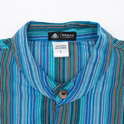 Nomad Sari Grandad Shirt - Turquoise - Medium