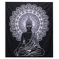 B&W Double Cotton Bedspread + Wall Hanging - Buddha