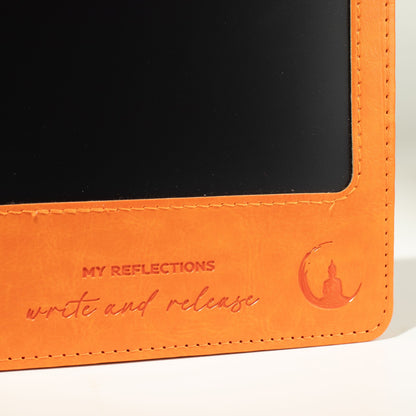 A5 Intention Note Book - LCD Wipe Screen - Orange Leather Effect - 160 Pages