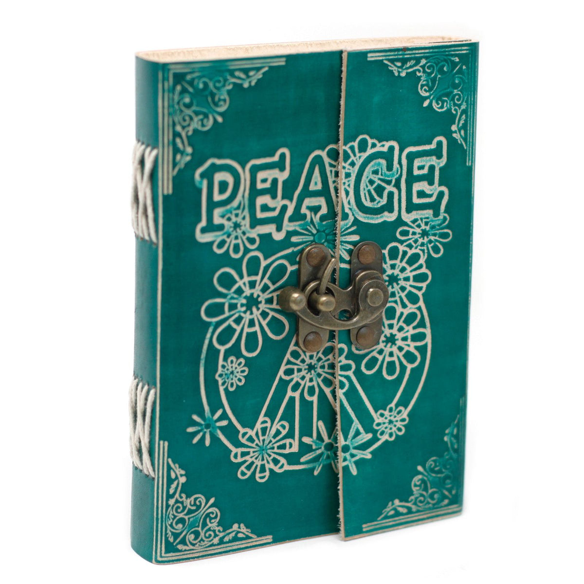 Leather Green Peace with Lock Notebook (18x13cm)