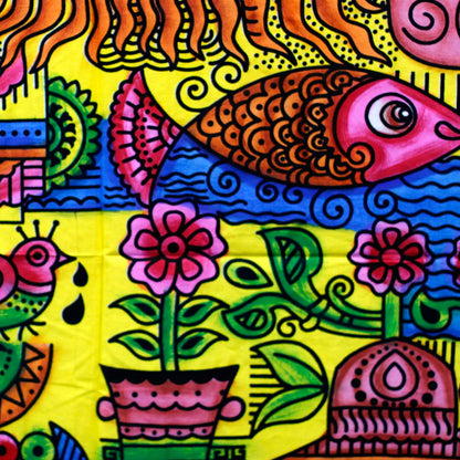Hand-brushed Cotton Wall Art - Sun
