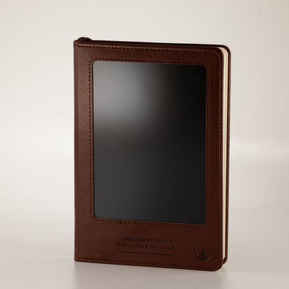 A5 Intention Note Book - LCD Wipe Screen - Brown Leather Effect - 160 Pages
