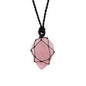 Laced Gemstone Teardrop Pendant - Rose Quartz