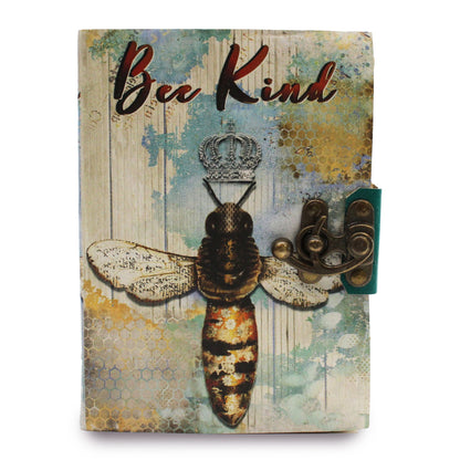 Leather "Bee Kind" Deckle-edge Notebook (18x23cm)