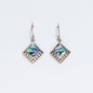 Shell & Silver Earrings - Square Dots- Abalone