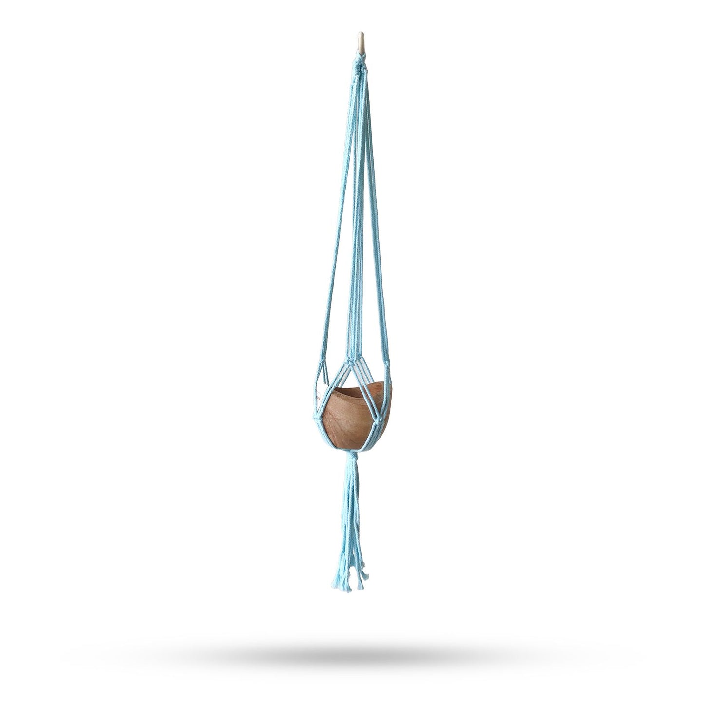 Macrame Pot Holder Classic - Powder Blue Medium Pot