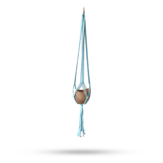 Macrame Pot Holder Classic - Powder Blue Medium Pot