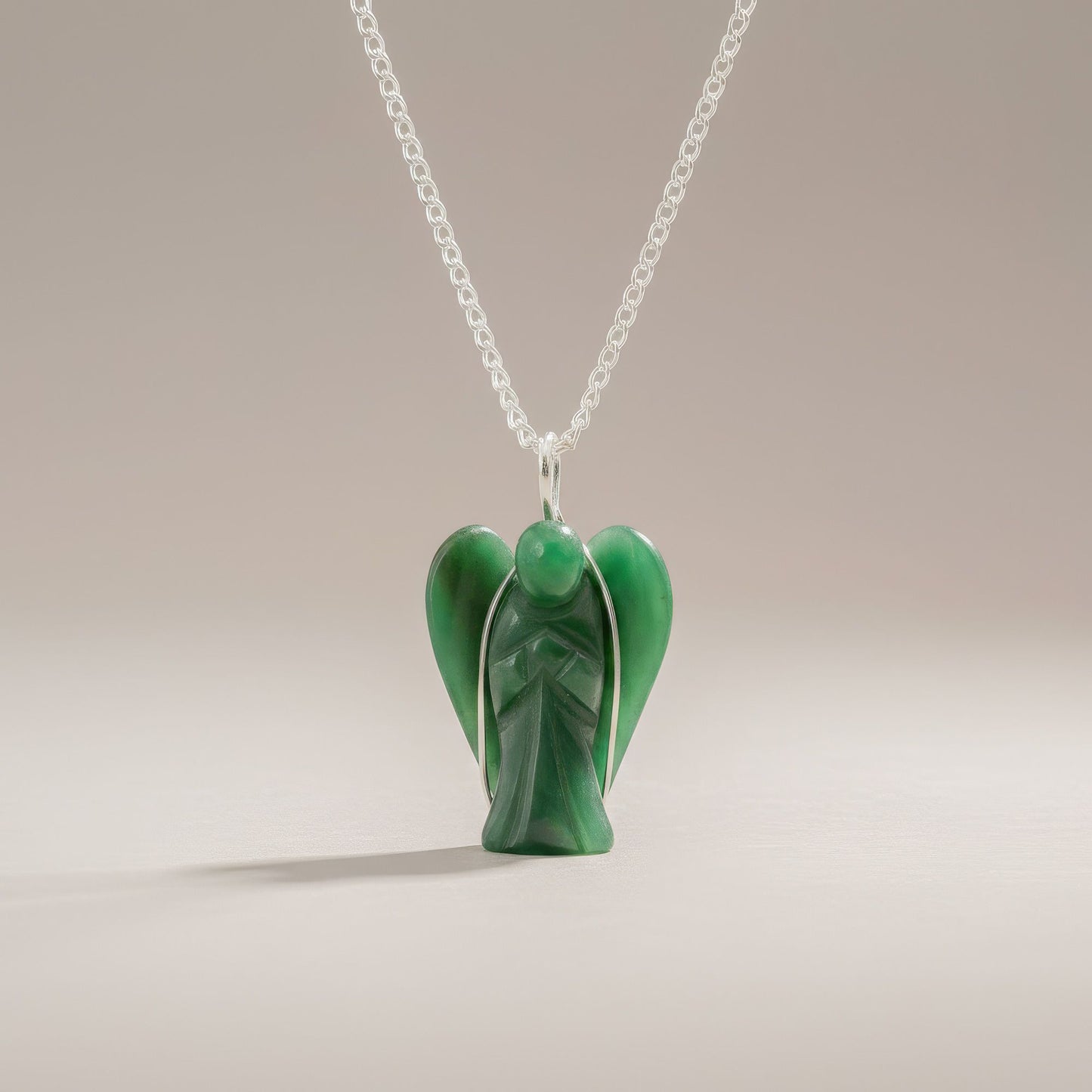Gemstone Guardian Angel Pendant - Green Aventurine